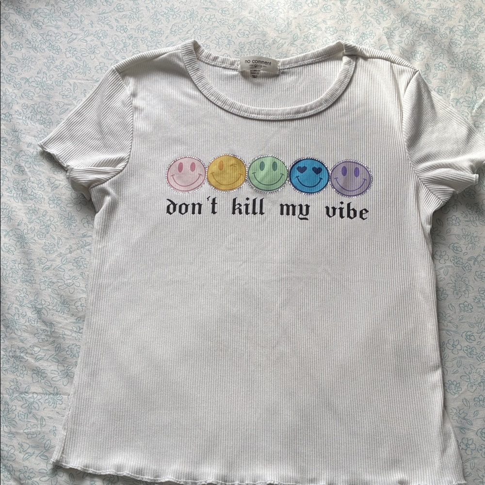 Vibrant White Tee with Colorful Smiley Faces